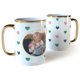 Gold Photo Mug, 15oz with Hearts design