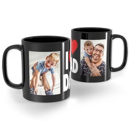 Black Ceramic Photo Mug, 11oz with I Heart Dad design