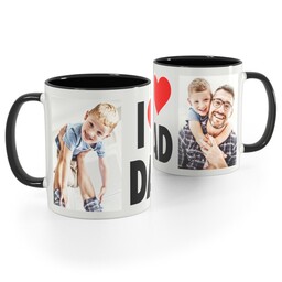Black Handle Photo Mug, 11oz with I Heart Dad design