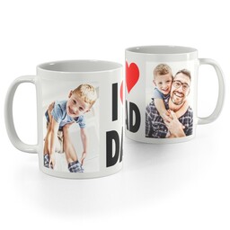 White Photo Mug, 11oz with I Heart Dad design