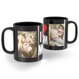 Black Ceramic Photo Mug, 11oz with I Heart Mom design