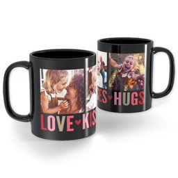 Black Ceramic Photo Mug, 11oz with Love Kisses Hugs design
