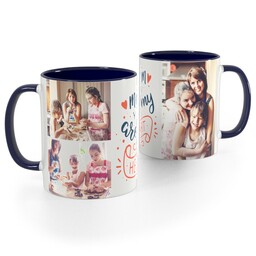 Blue Handle Photo Mug, 11oz with Mom Heart design