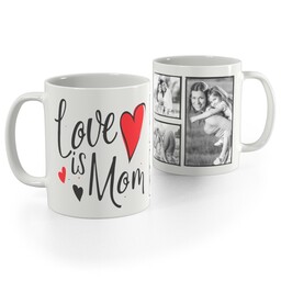 White Photo Mug, 11oz with Mom Hearts design