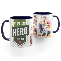 Blue Handle Photo Mug, 11oz with My Hero design