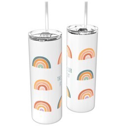 Personalized Tumbler with Straw with Rainbow Doodle design