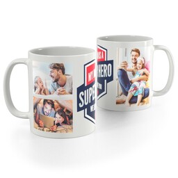 White Photo Mug, 11oz with Super Hero Dad design