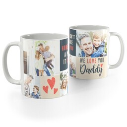 White Photo Mug, 11oz with We Love You Dad design