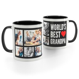 Black Handle Photo Mug, 11oz with World's Best Grandpa design