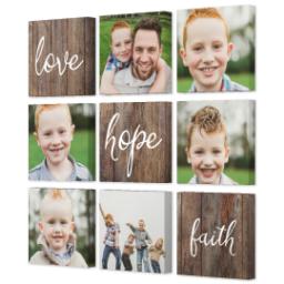 Thumbnail for 9 Piece Multi-Piece Canvas (31" x 31") with Nine Photo Burst: Love, Hope, Faith design 2