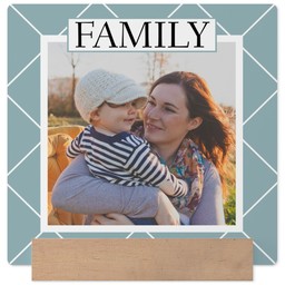 5x5 Square Metal Print With Stand with Family Teal design