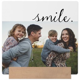 5x5 Square Metal Print With Stand with Let Me See You Smile design