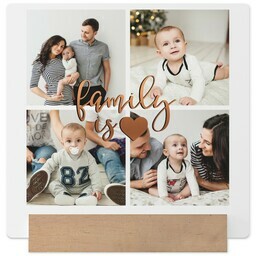 5x5 Square Metal Print With Stand with Family is Love design