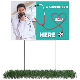 Photo Yard Sign 12x18 (with H-Stake) with A Superhero design