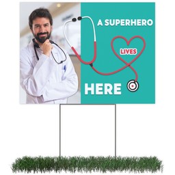 Photo Yard Sign 18x24 (with H-Stake) with A Superhero design