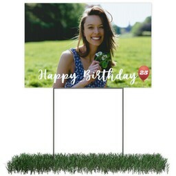 Photo Yard Sign 12x18 (with H-Stake) with Birthday Red Balloon design