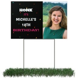 Photo Yard Sign 12x18 (with H-Stake) with Confetti Black design