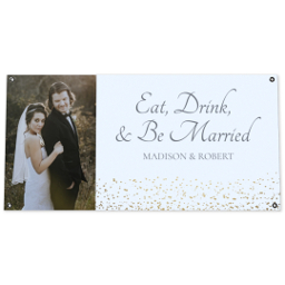 2x4 Vinyl Banner 10oz with Gold Glitter Wedding design