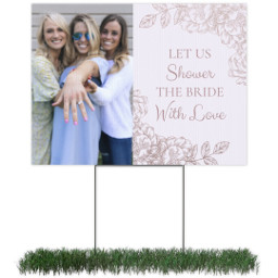 Photo Yard Sign 18x24 (with H-Stake) with Rose Floral Bridal design