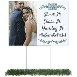 Photo Yard Sign 18x24 (with H-Stake) with Rustic Camera Wedding design