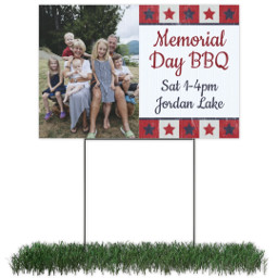 Photo Yard Sign 12x18 (with H-Stake) with Rustic Stars and Stripes design