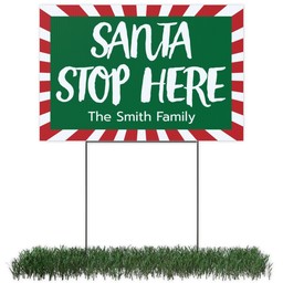 Photo Yard Sign 12x18 (with H-Stake) with Santa Stop Here design