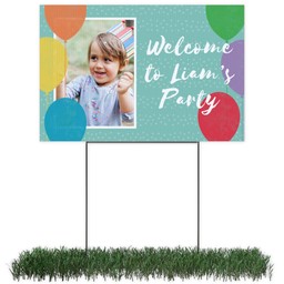 Photo Yard Sign 12x18 (with H-Stake) with Birthday Balloons design