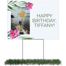 Photo Yard Sign 18x24 (with H-Stake) with Birthday Botanical design