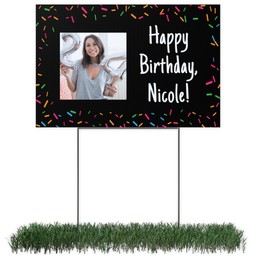 Photo Yard Sign 12x18 (with H-Stake) with Birthday Sprinkles design