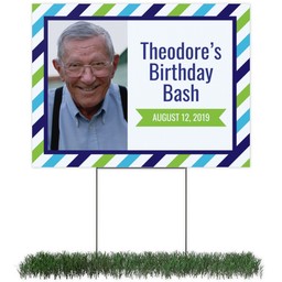 Photo Yard Sign 18x24 (with H-Stake) with Birthday Stripes design