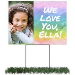 Photo Yard Sign 18x24 (with H-Stake) with Birthday Watercolor design