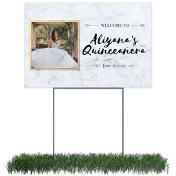 Photo Yard Sign 12x18 (with H-Stake) with Metallic Quinceanera design