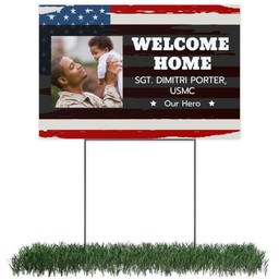 Photo Yard Sign 12x18 (with H-Stake) with Welcome Home Soldier design