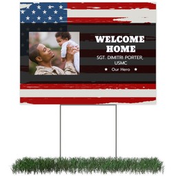 Photo Yard Sign 18x24 (with H-Stake) with Welcome Home Soldier design