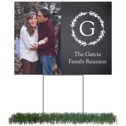 Photo Yard Sign 18x24 (with H-Stake) with Wreath Monogram design