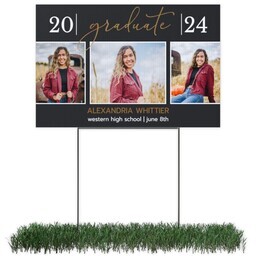 Photo Yard Sign 12x18 (with H-Stake) with Elegant Script Graduate design