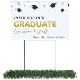 Photo Yard Sign 12x18 (with H-Stake) with Honk Grad Gold design