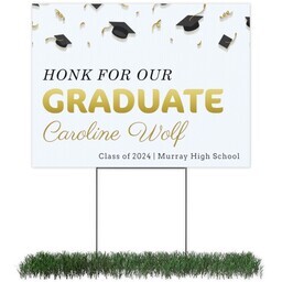 Photo Yard Sign 18x24 (with H-Stake) with Honk Grad Gold design