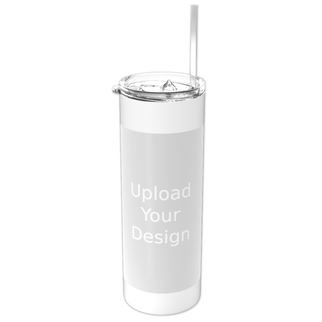 Personalized Acrylic Rubber Tumbler with Lid and Straw - The White