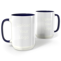 Blue Photo Mug, 15oz with Upload Your Logo design