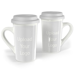 Premium Grande Photo Mug with Lid, 16oz with Upload Your Logo design