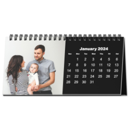Same Day 8"x4" Desk Calendar (Flexible Start Date) with Full Photo Black design