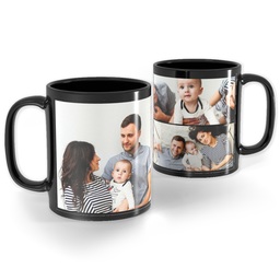 Black Ceramic Photo Mug, 11oz with Custom Color Collage design