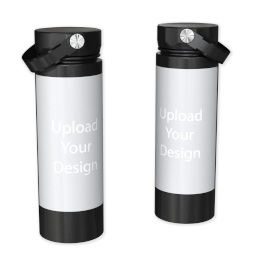 Stainless Steel Water Bottle - Black with Upload Your Design design