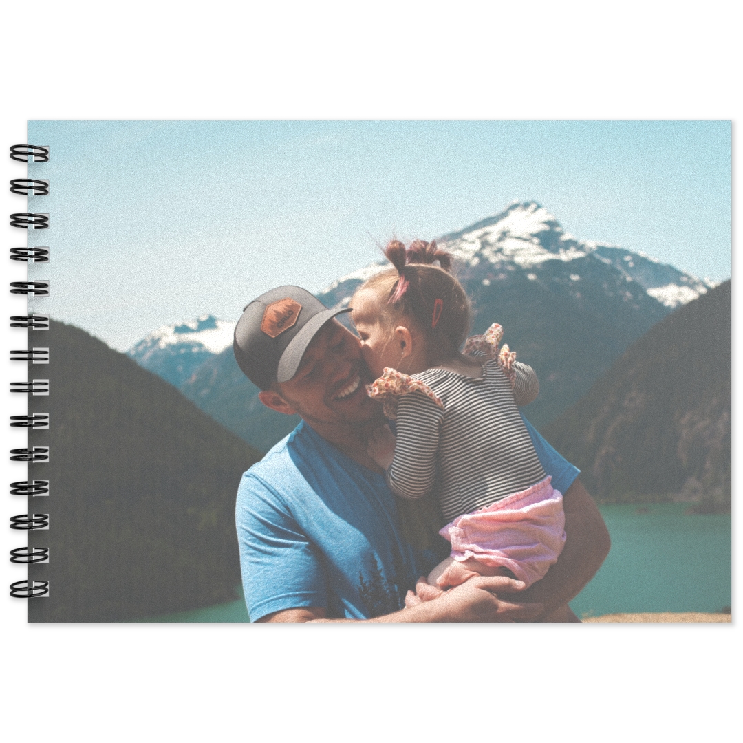 Personalized photo album with leather cover and Mountains