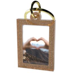 Thumbnail for Acrylic Photo Keychain - Vertical Rectangle, Gold Sparkle with Full Photo design 2