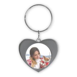 Thumbnail for Silver Plated Heart Keychain with Full Photo design 1
