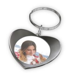 Thumbnail for Silver Plated Heart Keychain with Full Photo design 3