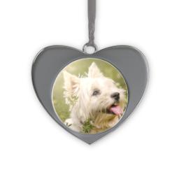 Thumbnail for Silver Plated Heart Ornament with Full Photo design 1