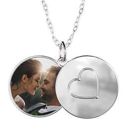 Sterling Silver Plated Sliding Photo Locket, Heart